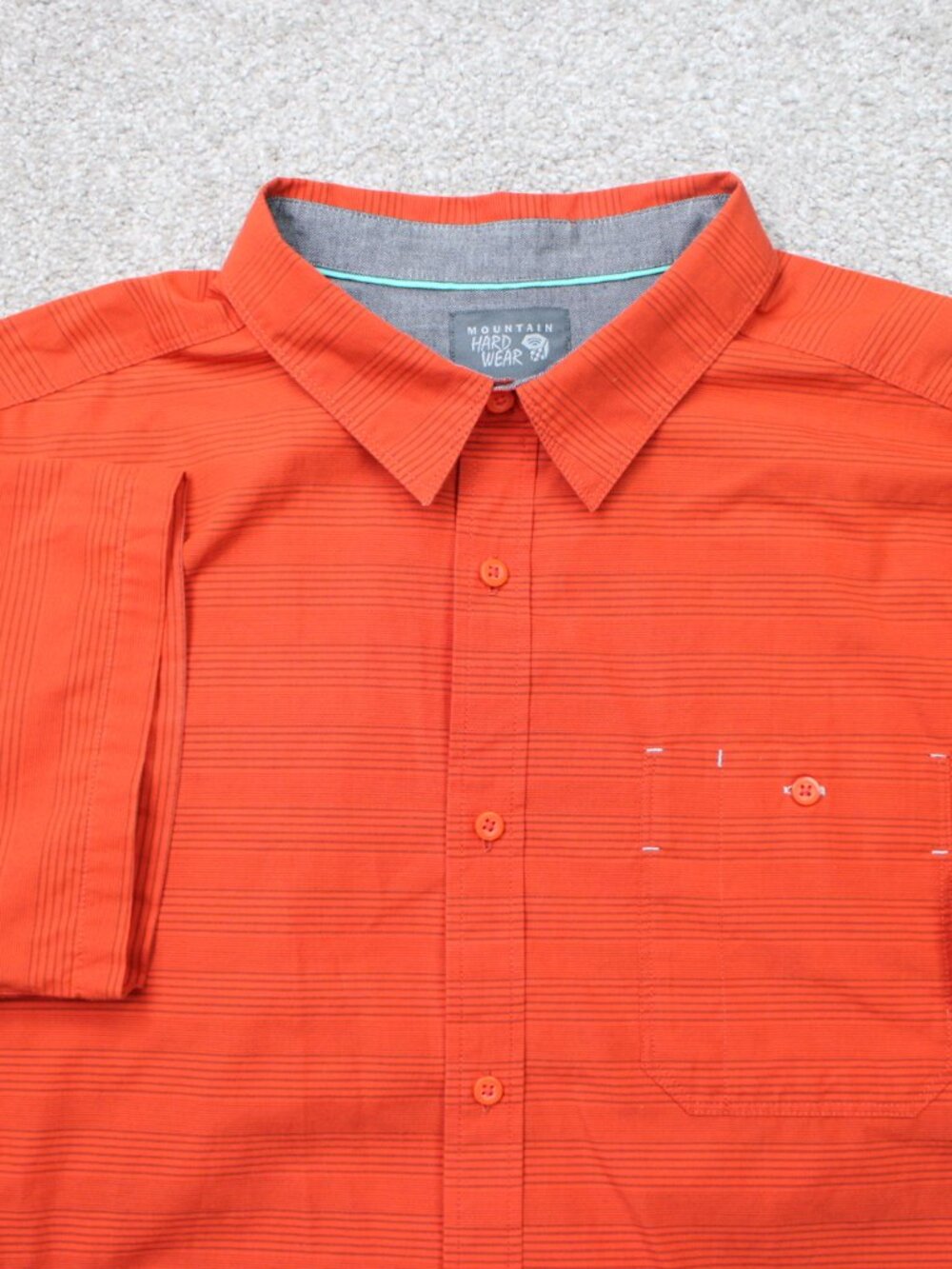 Mountain Hardwear Shirt Mens XL Orange Drummond Cotton/Poly Short Sleeve Button